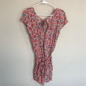 American Eagle Outfitters Floral Jumpsuit - Red and Blue